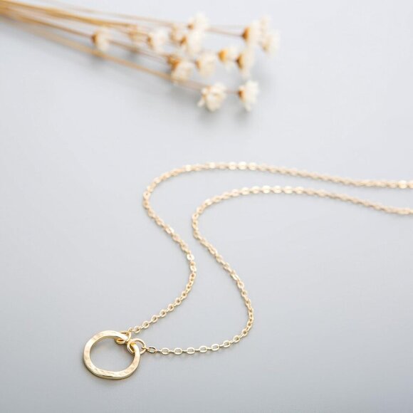Dainty Open Circle Necklace in 14K Gold - Stylish Layered Moon Phase Jewelry - Picture 4 of 6